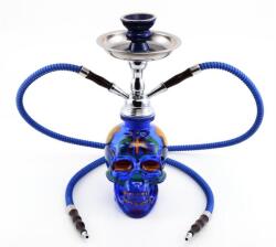 Atomic La Catrina Shisha 2 csöves vízipipa 45 cm - kék, koponya mintás (AT-0230098)