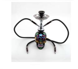 Atomic La Catrina Shisha 2 csöves vízipipa 45 cm - fekete, koponya mintás (AT-0230096)