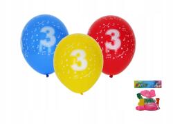 Wiky Felfújható lufi, 30 cm, 5 darabos készlet, 3-as számmal