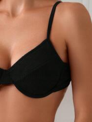 Shein EC35305 Shein Fekete Texturált Bikini Felső Merevítéssel (8) M