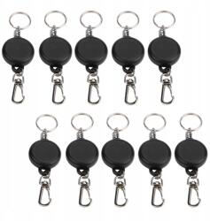  10 Db Feltekerhető Kulcstartó Acél Zsinórral 60CM Fekete (235041)