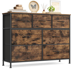 SONGMICS BELLAH 7 fiókos tárolószekrény, acél, rusztikus barna és tintafekete színben