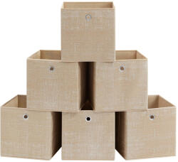 SONGMICS Hordozható tárolódobozok, 6 darabos szett, hajtogatható, homokbézs színben