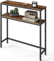 VASAGLE Előszobai konzolasztal, 2 szintes, rusztikus barna és fekete színben