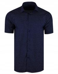  49/50 Mintás Ing Sötétkék Rövid Ujjú Nagy