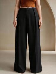  KC67307 Anwesta Széles Fekete Magas Derekú Nadrág (8) 48