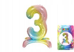 Wiky 3 db-os szám alakú fólia lufi, szivárvány ideális ünnepségekre és partikra, 80 cm