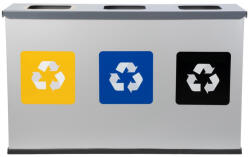 ALDA ALDA EKO 3-WAY MINI fém szelektív hulladékgyűjtő 3×12L - 77×26, 5×47 cm (A134MINI)