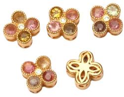  Charm Turmalina Mixta 7x7x4 mm Argint 925 Aurit Pentru Bijuterii Creative - 1 Buc