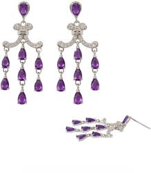  Cercei Ametist Cu Zircon Picatura Fatetat 48x15x13 mm Argint 925 Pentru Stil Elegant - 1 Pereche