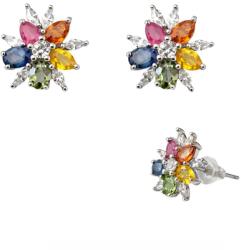  Cercei Turmalina Mixta cu Zircon Ovala Picatura Fatetata 14x12x13 mm Argint 925 - 1 Pereche