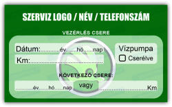 gigastore Skoda - Vezérlés csere szerviz matrica 10x6 cm saját logóval : Színek - Zöld