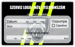  Peugeot - Vezérlés csere szerviz matrica 10x6 cm saját logóval : Színek - Sárga