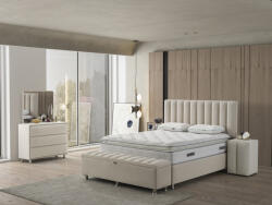INFINIZA Relax Ágykeret 160x200 cm Világos Barna Kárpittal - Relax Ágyneműtartós Ágykeret