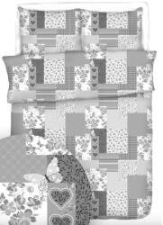  140x200 cm 3 részes krepp ágynemű garnitúra huzat - szürke patchwork mintás