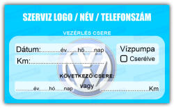 gigastore Volkswagen - Vezérlés csere szerviz matrica 10x6 cm saját logóval : Színek - Szürke