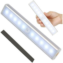  Öntapadós LED szekrényvilágítás mozgás- és fényérzékelővel, elemes, 19 cm