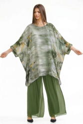 Shopika Pantaloni lungi verzi, drepti, cu dublura, din matase si vascoza Talie unica