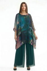 Shopika Pantaloni lungi verde inchis, drepti, cu dublura, din matase si vascoza Talie unica