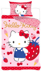  Hello Kitty Strawberry ágyneműhuzat 140×200cm, 70×90 cm (BRM024281) - eking