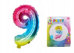 Wiky Felfújható lufi, 9-es szám, szivárványos, 40cm