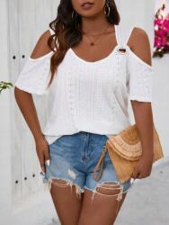 Shein KC13112 Shein Fehér Áttört Plus Size Vállpántos Felső (8) 46