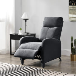 [en. casa] Fotoliu recliner Bregenz cu spatar reglabil, textil gri închis (68050991)