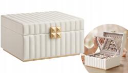 SONGMICS Ékszertartó doboz Songmics bézs bőrből, többszintes tükörrel (JBC182W01)