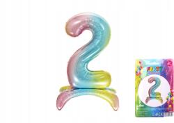 Wiky Felfújható lufi, 2-es szám, szivárvány, 80cm, alkalmas partikra