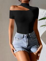 Shein T23402 Shein Petite Aszimmetrikus Fekete Csíkos Póló (8) M