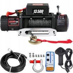 SIHAO 12V-os elektromos csörlő, 6123 kg (13 500 font) teherbírással, 27 méter szintetikus kötéllel és vezeték nélküli távirányítóval (sh13500LBSHCSQCJP)