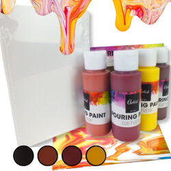  Pouring festék szett 4x60ml, 2db vászon táblával 10x15cm 36/# - akrilfestéshez és kontúrozáshoz