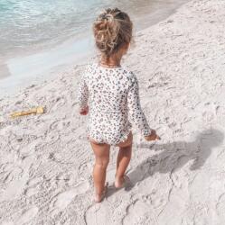 Swim Essentials детски цял бански с къдрички дълъг ръкав и UV защита UPF50+ - "Offwhite Kahki Leopard (SWE-2020SE503)