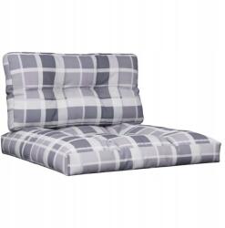 vidaXL Kanapépárna raklapból, 2 db, szürke kockás, szövet (8720845701192)