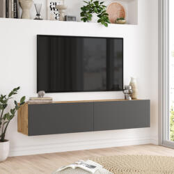 [en. casa] Comoda TV suspendata Lapinlahti 140 cm, stejar rustic si antracit (80983391)