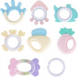  Rágóka csörgő babáknak szenzoros fogzás szilikon 8db (X0023A1FU7)