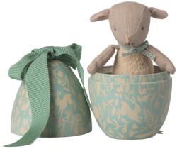 Maileg Ou metalic cadou cu mielusel de plus - Dusty Mint - Maileg