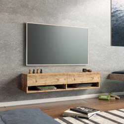 [en. casa] Comoda TV Laitila 140 cm, stejar rustic, cu 2 usi si rafturi (80983393)