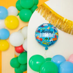 Balloons4party Balon folie rotund albastru masini Happy Birthday 45 cm - articole-petreceri - 26,99 RON