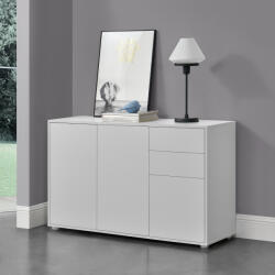 [en. casa] Comoda living Paarl 117x74x36 cm, 2 sertare si 3 usi, alb mat (71488098) Comoda