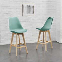 [en. casa] Set 6 scaune de bar Lublin cu spatar, menta, din lemn de fag (74694662)