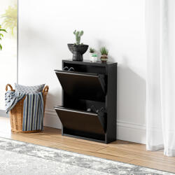[en. casa] Pantofar metalic Sokndal cu 2 clapete, negru, pentru 4 perechi (81823604) Pantofar