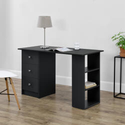 [en. casa] Birou Lemberg 120x50x72 cm negru cu 3 sertare si 3 rafturi (67977819)