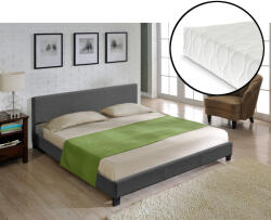 Corium Pat tapitat Skagen 180x200 cm cu saltea din spuma rece, gri închis (55043602)