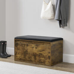 [en. casa] Banca pentru pantofi Degerfors 80x39x45 cm, stejar închis si negru (73294025)
