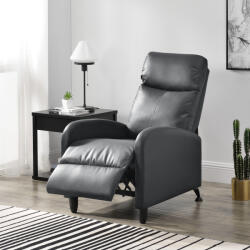 [en. casa] Fotoliu recliner Bregenz gri din piele ecologica, cu spatar reglabil (68050987)