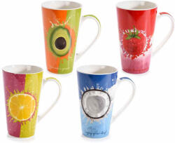 Decorer Set 4 cani portelan multicolor Fructe 9x15 cm, 500 ml (A72.08.26A)