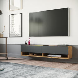 [en. casa] Comoda TV Laitila 140 cm, stejar rustic si antracit, [en. casa] (80983394)