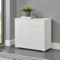 [en. casa] Comoda sideboard Paarl alb lucios cu 2 usi si 2 sertare, 79 cm (71488087) Comoda