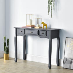 [en. casa] Masa consola gri închis cu 3 sertare, stil clasic, 100x35x78 cm (65251034)